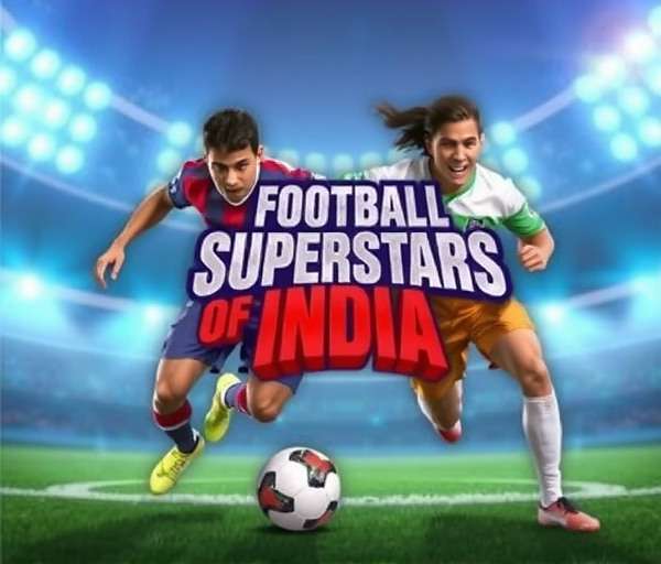 Football Superstars of India game cover featuring Indian football players in action