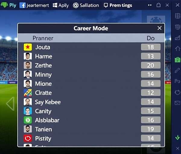 Career Mode in Football Superstars of India showing player development screen
