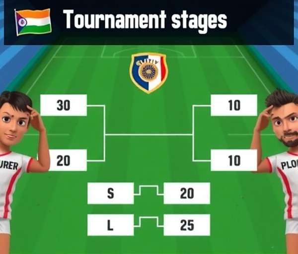 Tournament Mode in Football Superstars of India showing knockout stage bracket